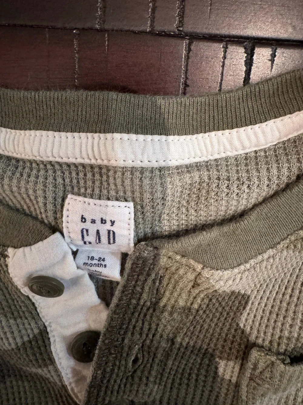 Baby GAP Green Camo Thermal One-Piece size 18-24 months